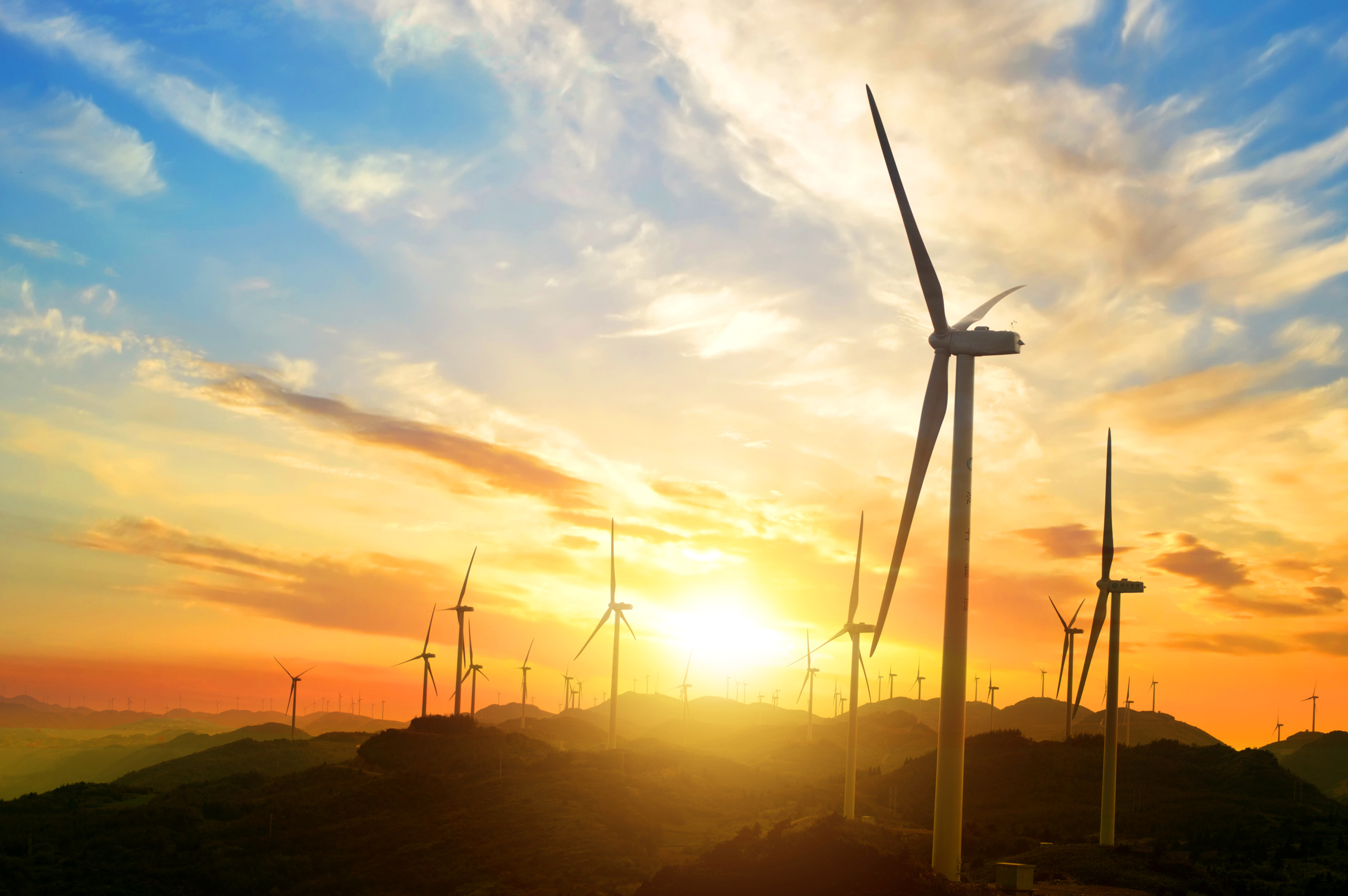 wind turbines in Oiz eolic park. Basque Country