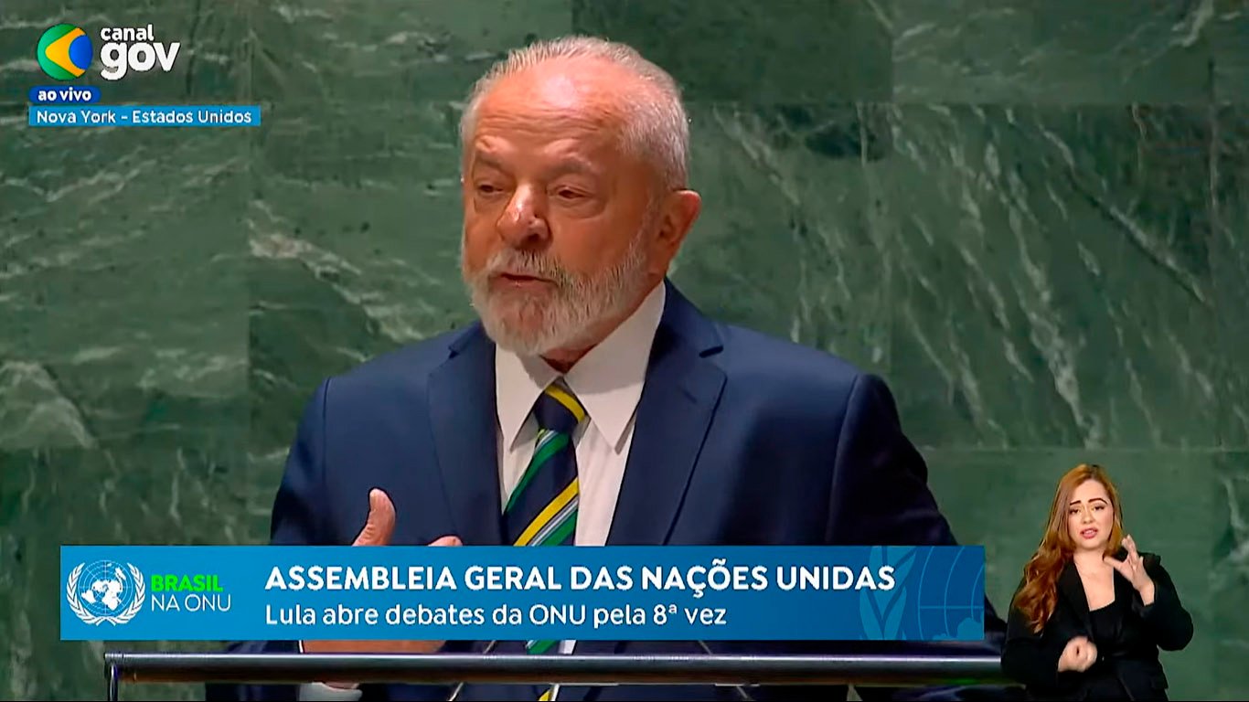 Nova York, Estados Unidos, 19.09.2023 – Presidente Lula discursa na abertura da 78º Assembleia Geral da ONU. Imagem: Canal Gov