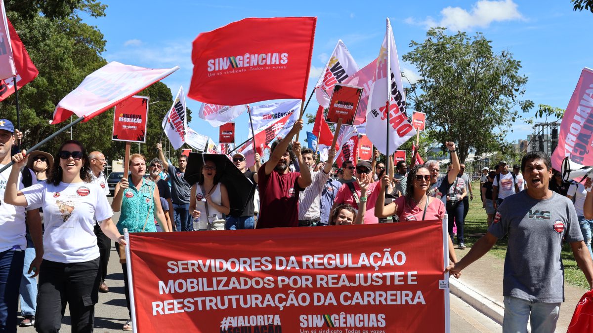 Protesto de servidores de agências reguladoras. Crédito: Sinagências