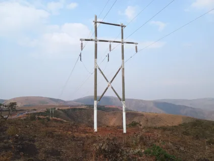 Torre de madeira da Cemig em área rural