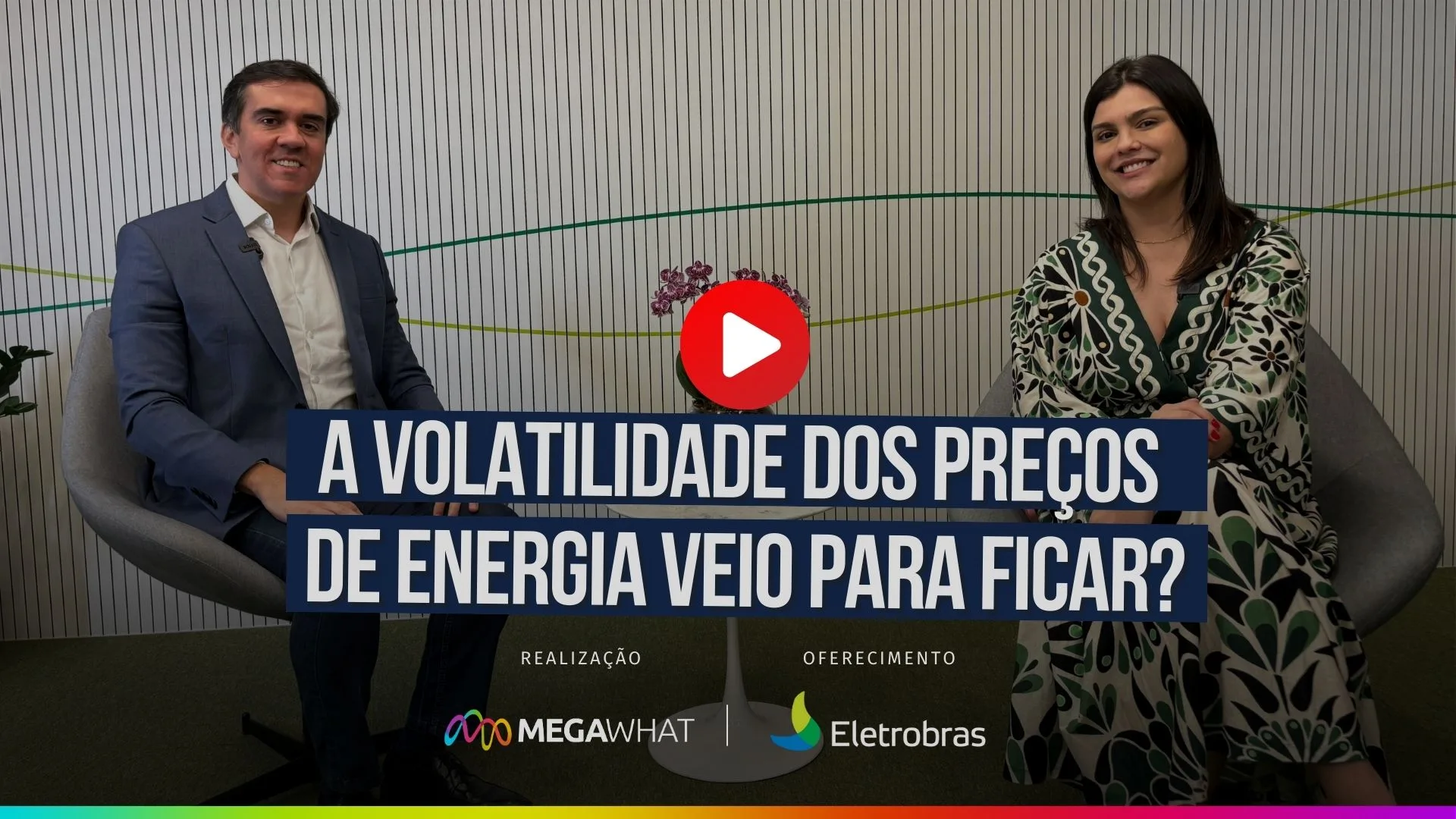 Rodrigo Limp, vice-presidente de Regulação e Relações Institucionais da Eletrobras (E) e Camila Maia, jornalista da MegaWhat (D)