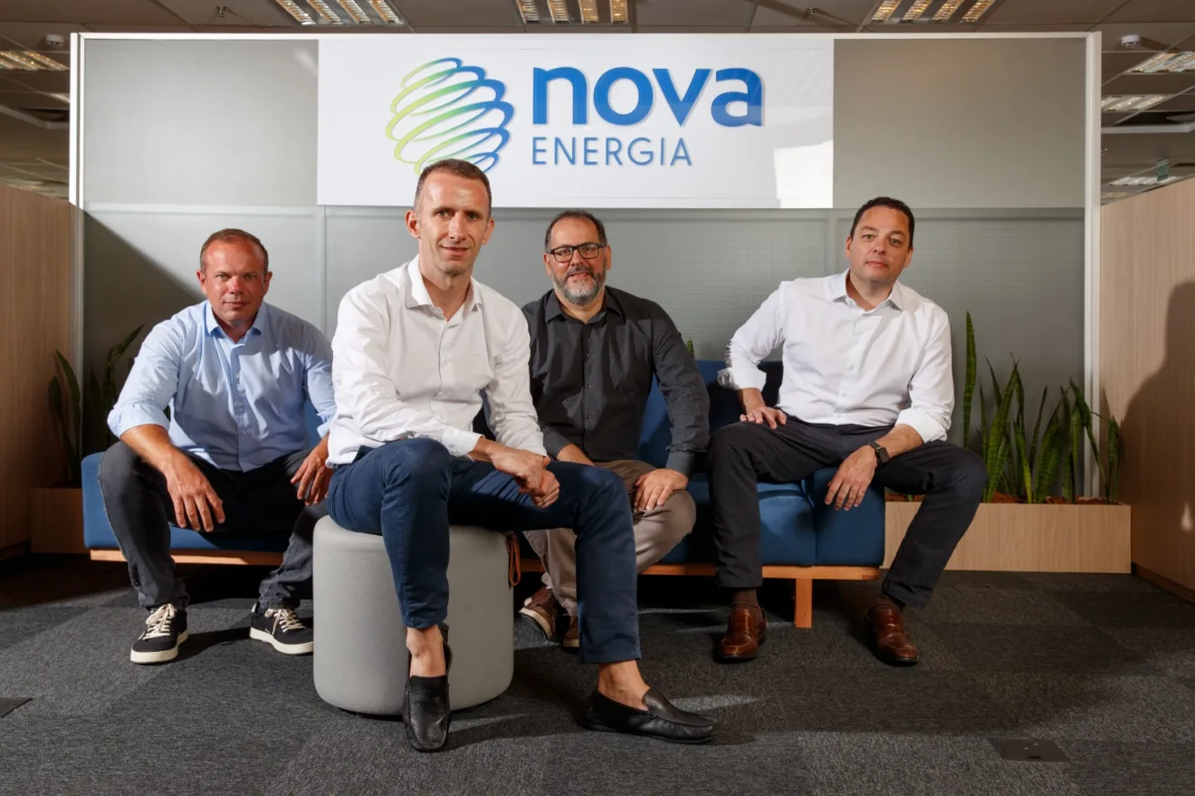 Sócios da Nova Energia: Wagner Gomes Braz, Vinicius Pereira, André Bonaldo, e Gustavo Machado.