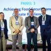 Participantes conclusões do painel “Alcançando a segurança alimentar e a resiliência climática”: Helena Araújo, Alberto Pfeifer, Gustavo de Carvalho e Feliciano de Sá Guimarães